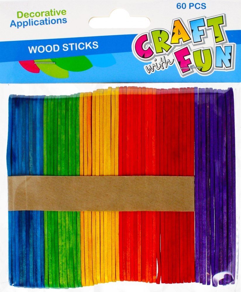 WOODEN STICKS DECORATIVE FLAT COLOR CRAFT WITH FUN 481025